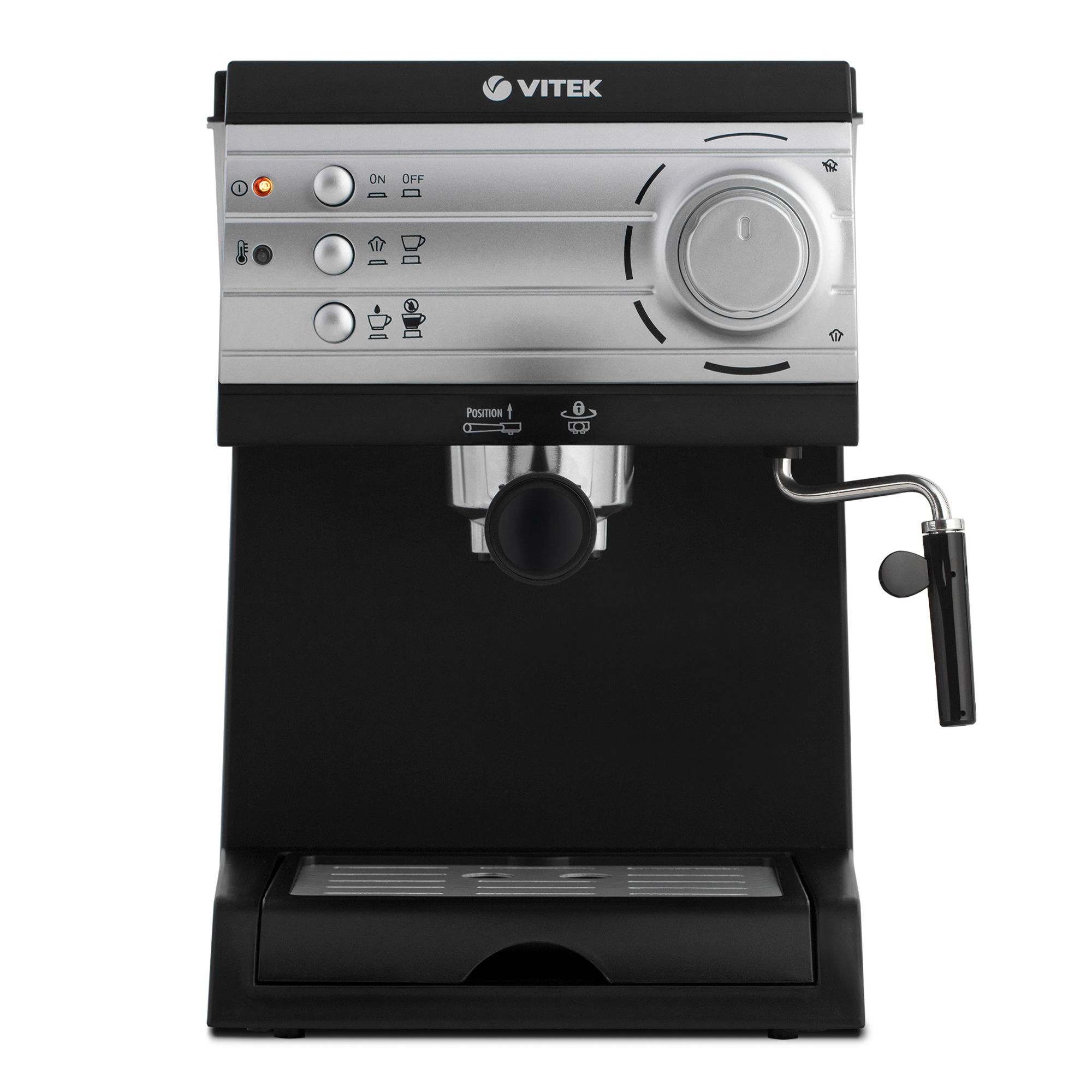 

Кофеварка рожковая VITEK VT-1519, 1.05 кВт, кофе молотый, 1.5 л, ручной капучинатор, черный, VT-1519