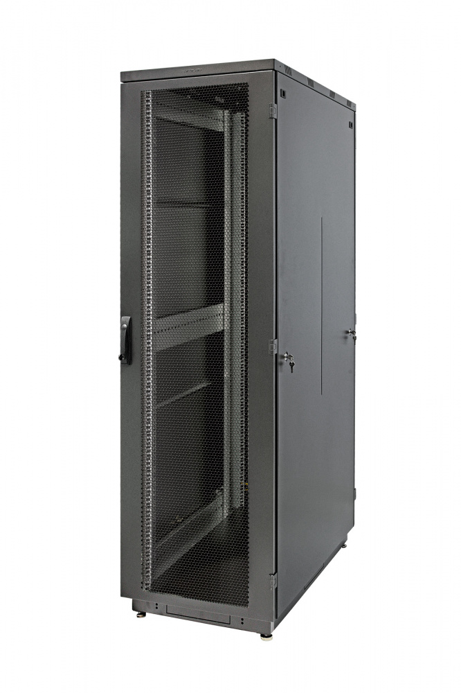 Шкаф телекоммуникационный напольный 22U 600x800 мм, перфорация/металл, черный, Eurolan Racknet S3000 (60F-22-68-34BL)