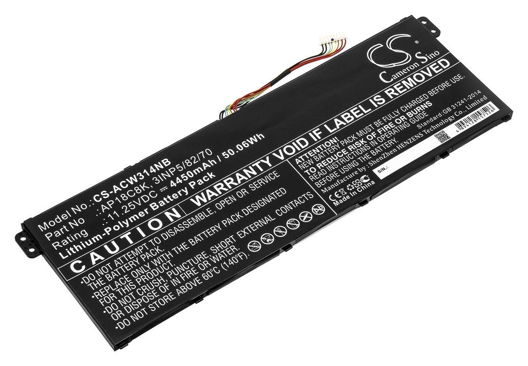 Аккумуляторная батарея CameronSino CS-ACW314NB для Acer, 11.3V, 4.45 А·ч, 50Wh, черный
