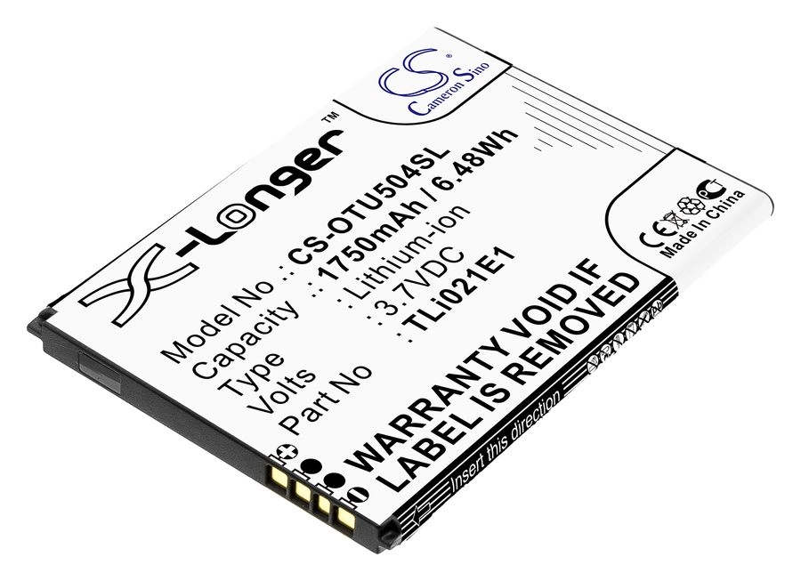 

Аккумулятор CameronSino CS-OTU504SL/TLi021E1 для Alcatel OT-5047U, U5 HD, 3.85V, 1.75 А·ч, CS-OTU504SL