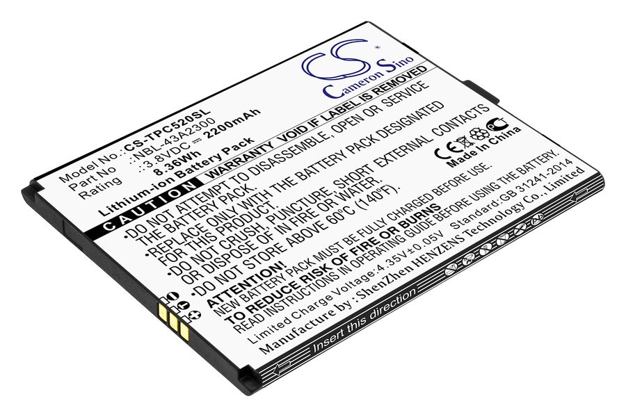 

Аккумулятор CameronSino CS-TPC520SL/NBL-43A2300 для Neffos C5A, C5A Dual SIM, TP703A, 3.8V, 2.2 А·ч, CS-TPC520SL