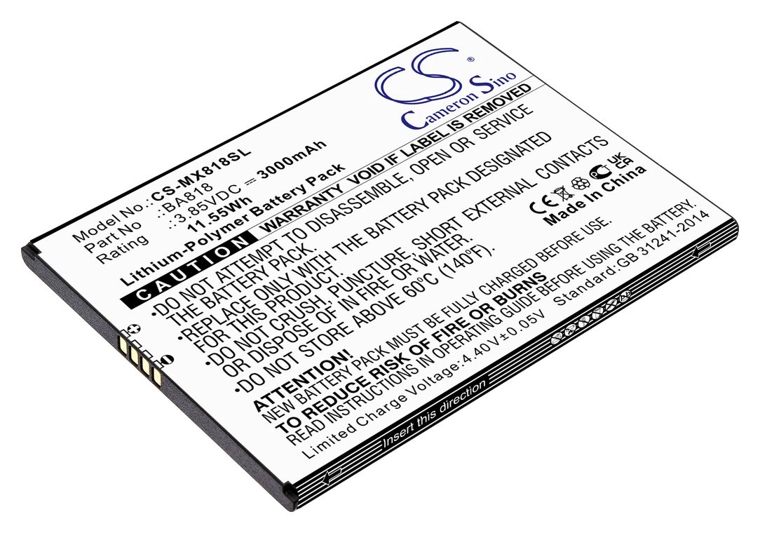 

Аккумулятор CameronSino CS-MX818SL/ BA818 для Meizu C9, M818H, C9 Pro, M819H, M1818, M1819, 3.85V, 3 А·ч, CS-MX818SL