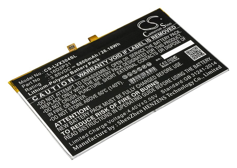 

Аккумулятор CameronSino CS-LVX304SL, 3.85V, 6.8 А·ч, Li-pol для Lenovo TB-X304L, TAB 4 10, TB-X304F, CS-LVX304SL