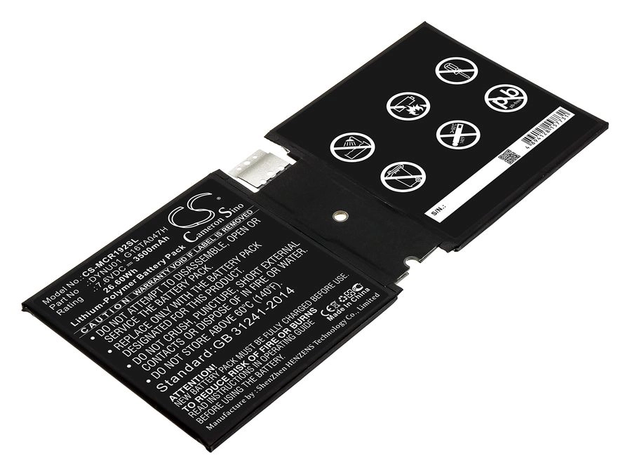 

Аккумулятор CameronSino CS-MCR192SL, 7.6V, 3.5 А·ч, Li-pol для Microsoft Surface Go 2, Surface 1927, CS-MCR192SL