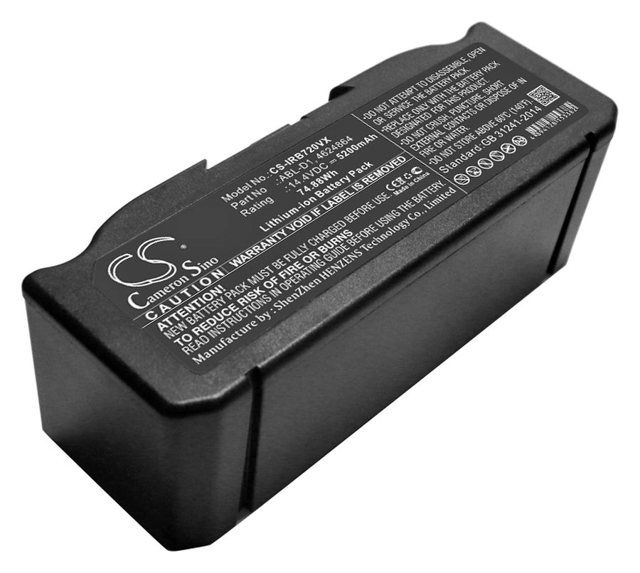 Аккумулятор CameronSino CS-IRB720VX, 5.2Ah 14.4V для iRobot Roomba i7, Roomba i7+, Roomba e5, 7150, Roomba 7550, Roomba 5150, черный
