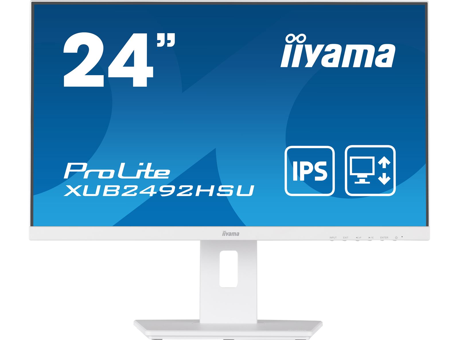 

Монитор 23.8" Iiyama ProLite XUB2492HSU-W5 IPS, 1920x1080 (16:9), 250кд/м2, 4 мс, 178°/178°, VGA, HDMI, DisplayPort, USB-Hub, белый (XUB2492HSU-W5), XUB2492HSU-W5