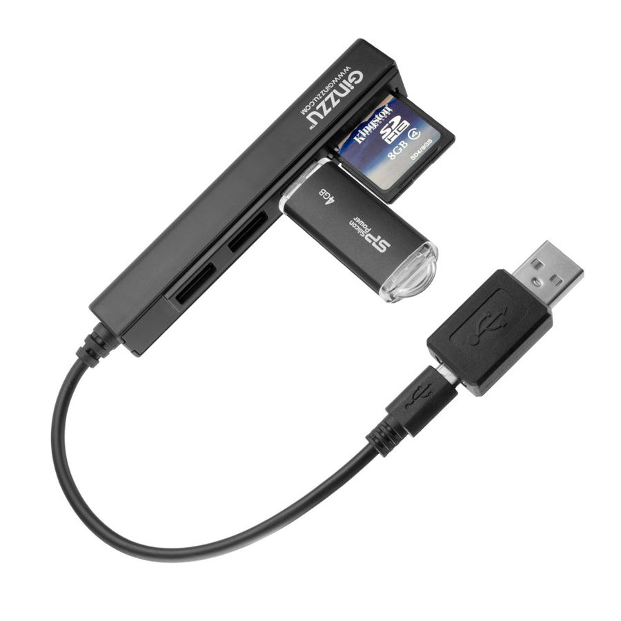

Картридер внешний Ginzzu GR-513UB, мультиформатный, USB 2.0, черный, GR-513UB