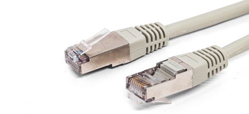 Патч-корд FTP кат.5e, 0.5 м, RJ45-RJ45, серый, CCA, экранированный, Fillum (FL-F5-0.5M)