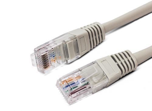 Патч-корд UTP кат.5e, 1 м, RJ45-RJ45, серый, CU, Fillum (FL-U5-C-1M)