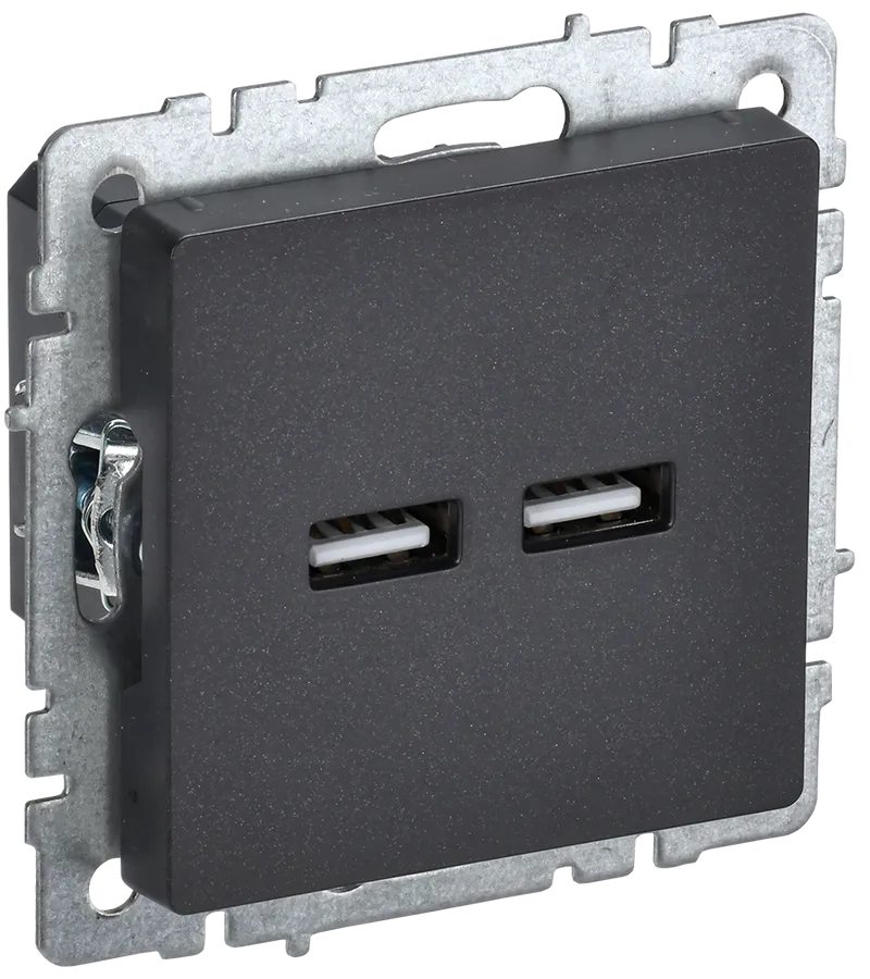 

Розетка IEK Brite РЮ10-1-БрЧ, 2xUSB-A, 3.1А, механизм с накладкой, черный (BR-U21-D31-K02), РЮ10-1-БрЧ
