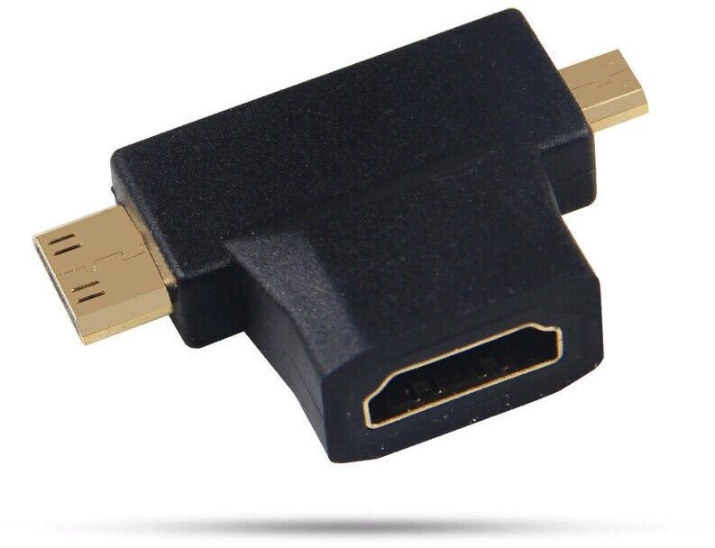 

Переходник аудио-видео HDMI(19F)-Micro HDMI(19M)/Mini HDMI(19M), черный PREMIER (5-895-6)