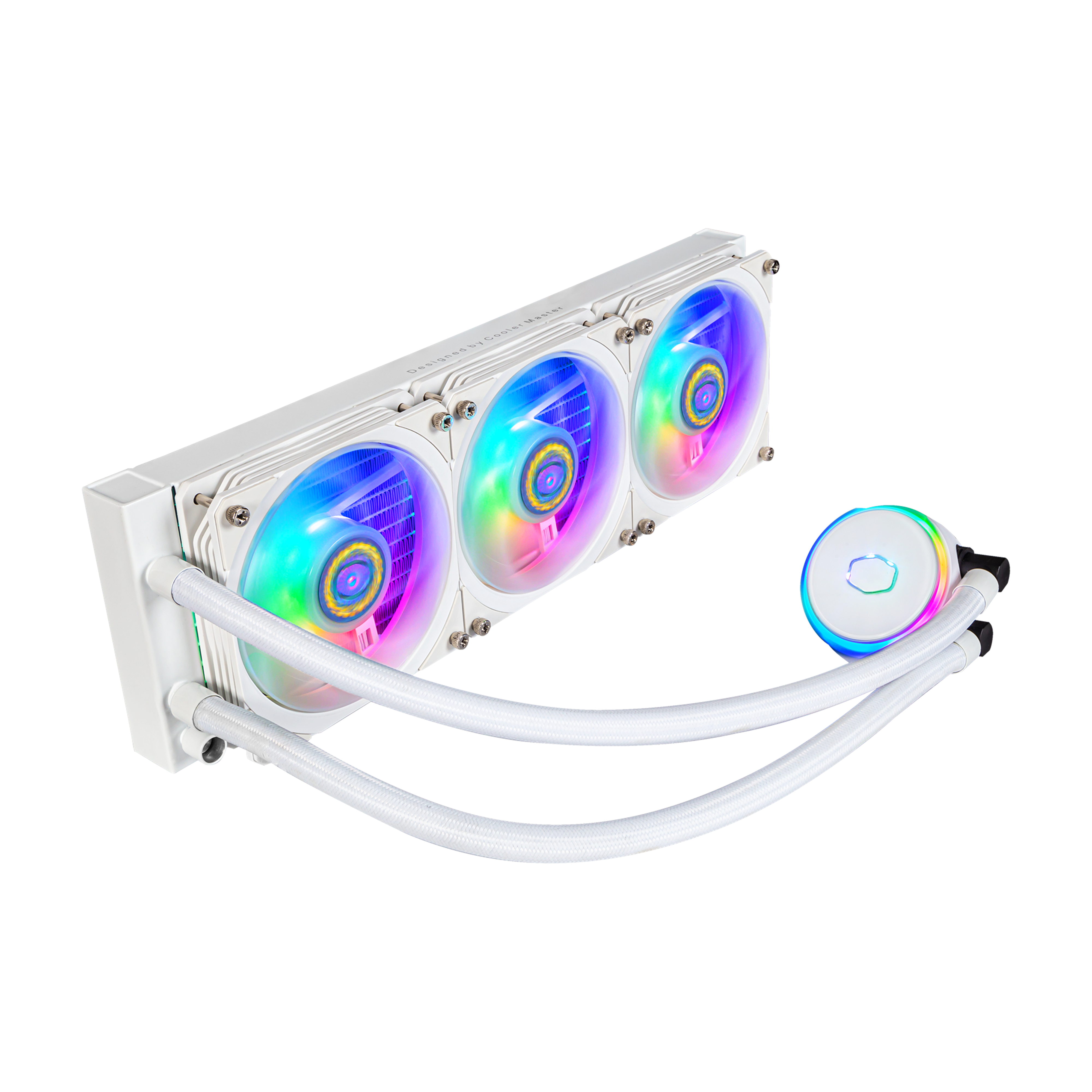 

Жидкостное охлаждение Cooler Master MasterLiquid PL360 Flux White Edition для Socket 115x/2066/2011/2011-3/1200/1700/AM5/AM4/AM3/AM3+/FM1/AM2+/FM2/FM2+/TR4, 280 Вт, 3x120 мм, ARGB (MLY-D36M-A23PZ-RW), MasterLiquid PL360 Flux White Edition