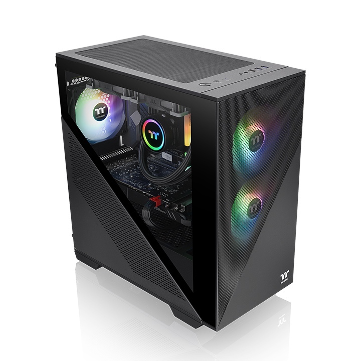 Корпус Thermaltake Divider 170 TG, mATX, Micro-Tower, 2xUSB 3.0, RGB подсветка, черный, без БП (CA-1S4-00S1WN-00)