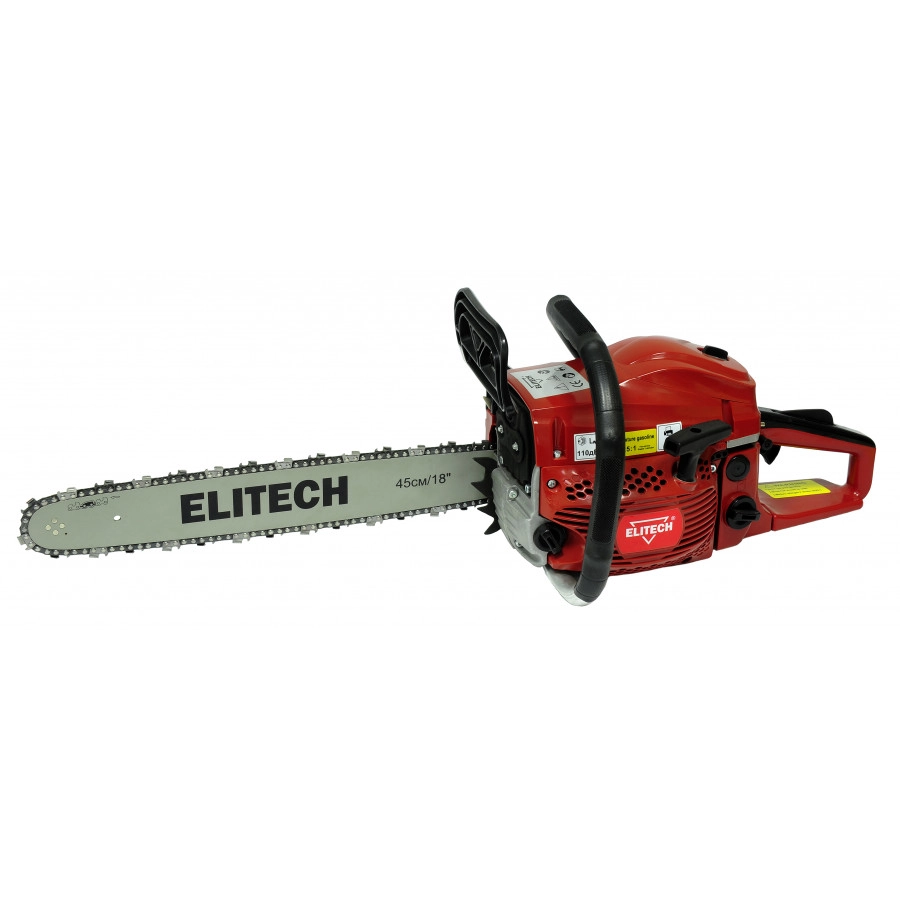 

Бензопила Elitech БП 52/18, 2.8 л.с., бензиновая, шина 45 см, шаг 0.325 дюйма, емкость топливного бака 510 мл, 6 кг (БП 52/18), БП 52/18