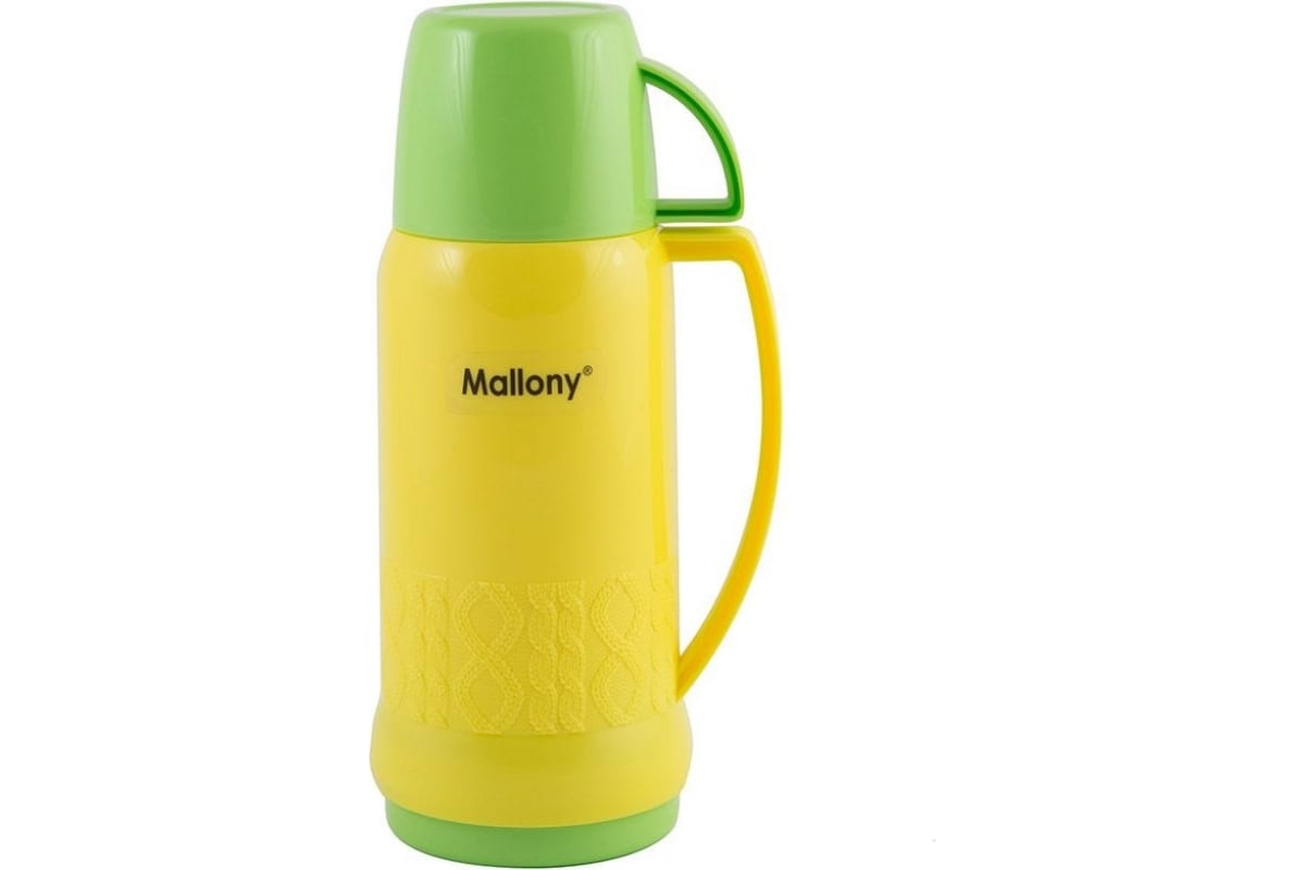 Термос Mallony Fiala, 450 мл, корпус пластик/колба стекло, желтый/зеленый (004433)