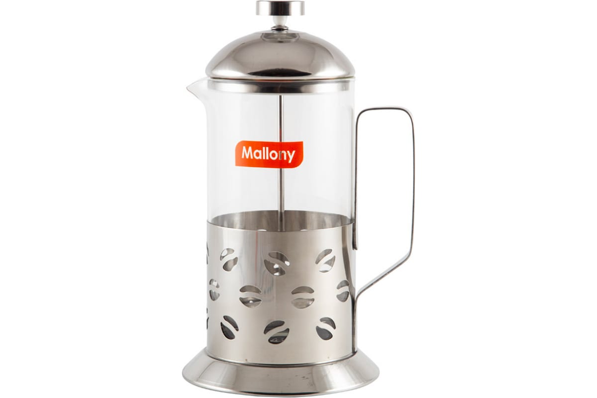 

Френч-пресс Mallony Caffe B535-1000ML, 1 л, металл/стекло (950081), B535-1000ML