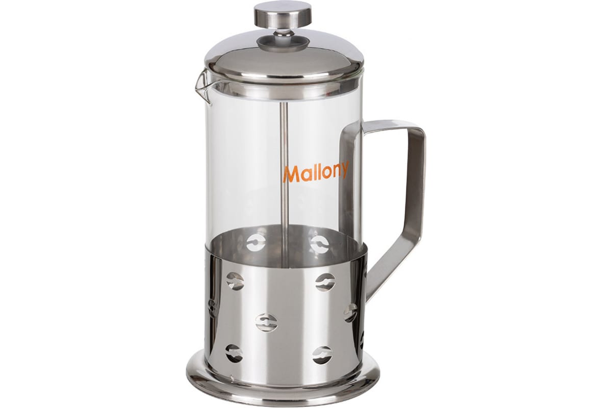 

Френч-пресс Mallony Caffe B535-600ML, 600 мл, металл/стекло (950146), B535-600ML