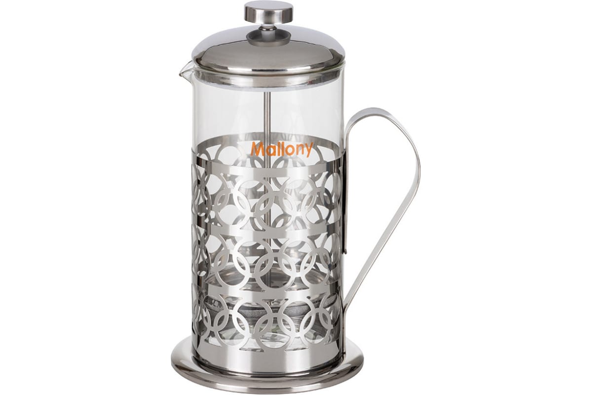

Френч-пресс Mallony Olimpia T046-1000ML, 1 л, металл/стекло (950093), T046-1000ML