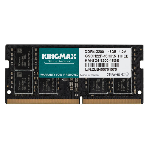 

Память DDR4 SODIMM 16Gb, 3200MHz, CL22, 1.2V, Kingmax (KM-SD4-3200-16GS) Retail, KM-SD4-3200-16GS