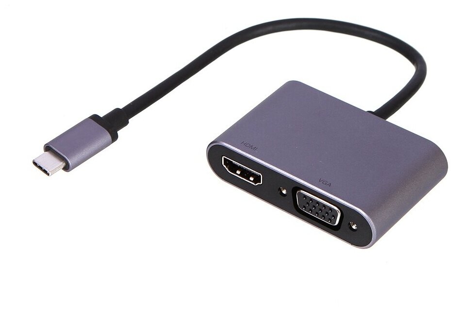 Адаптер UGREEN CM162, USB-C to HDMI + VGA +USB 3.0 Adapter With PD, серый (50505_)