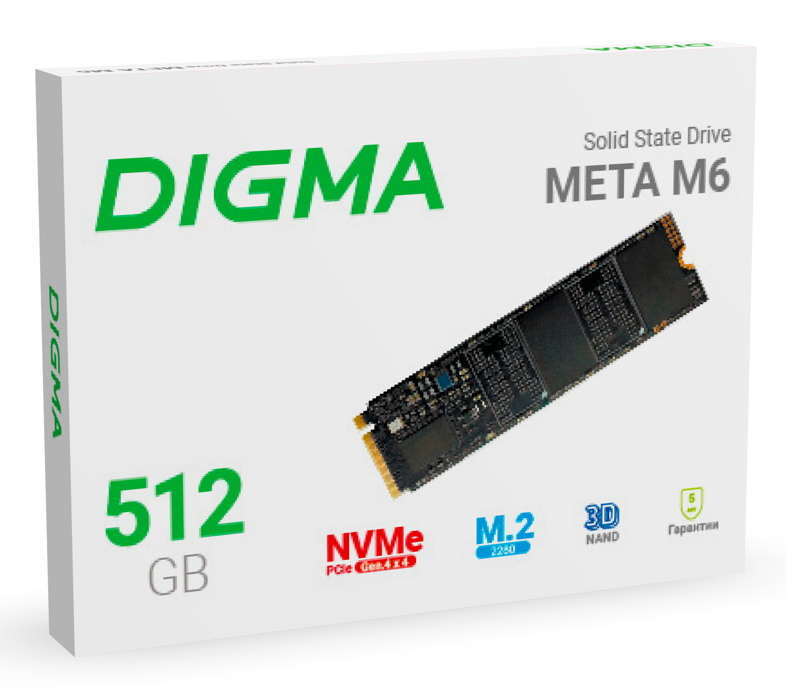 

Твердотельный накопитель (SSD) Digma 512Gb META M6, 2280, PCIe 4.0 x4, NVMe (DGSM4512GM63T) Retail