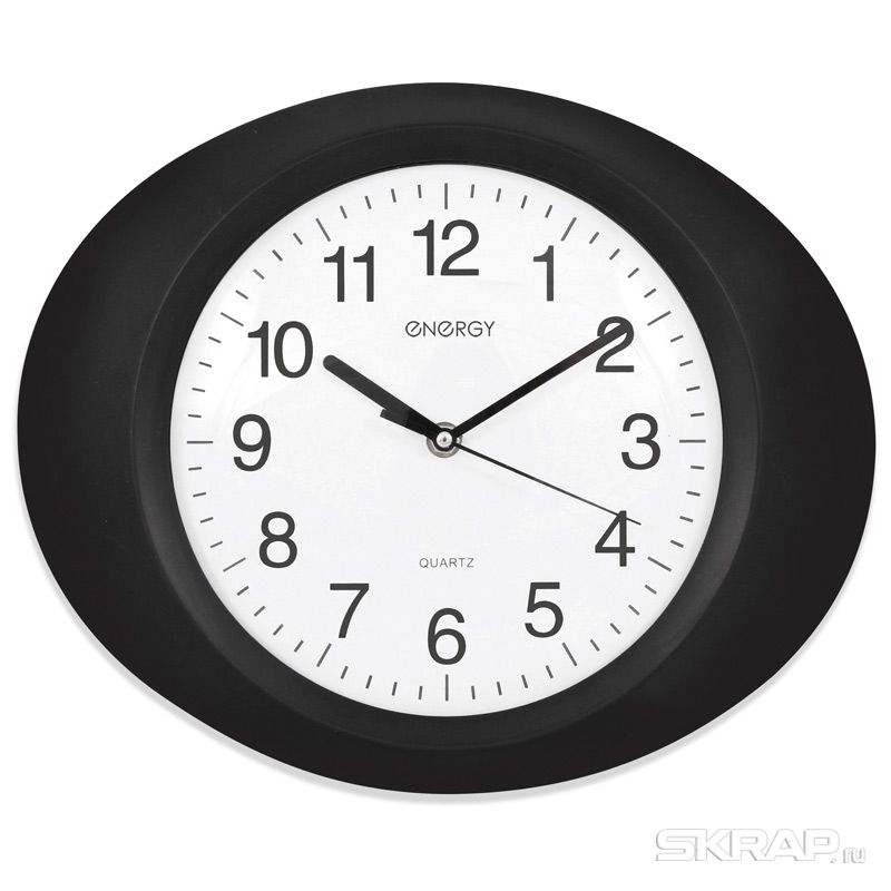 Настенные часы ENERGY EC-04, 1xAA, овальные, черный (009304)