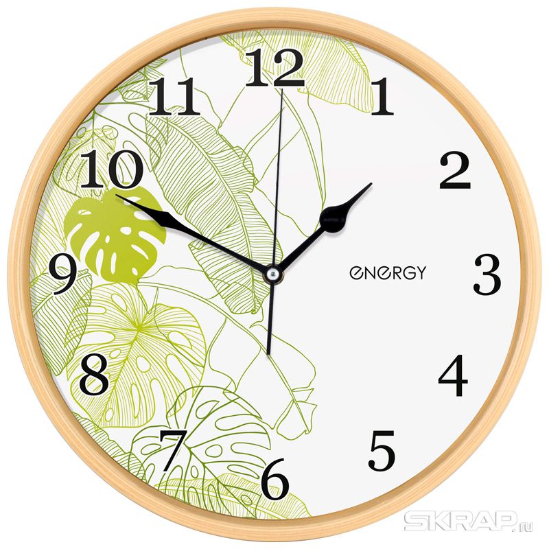 Настенные часы ENERGY ЕС-108, 1xAA, круглые, коричневый/белый (009481)