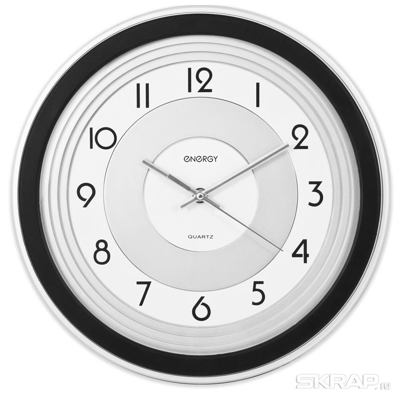 Настенные часы ENERGY ЕС-10, 1xAA, круглые, черный/белый (009310)