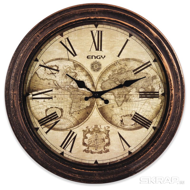 Настенные часы Engy ЕС-17, 1xAA, круглые, коричневый (009317)