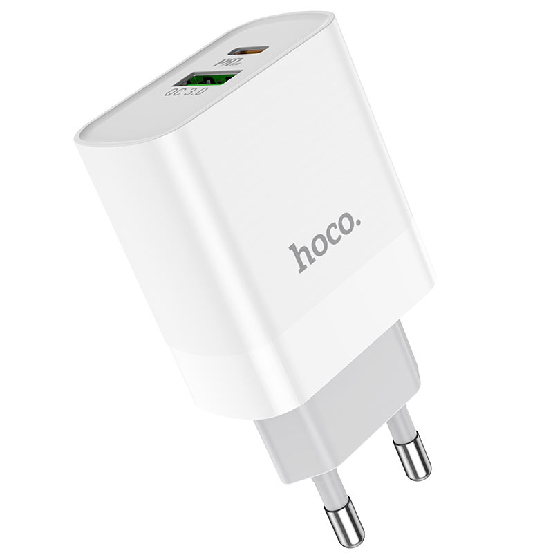 Сетевое зарядное устройство Hoco C80A 20W, 1USB, USB type-C, Quick Charge, PD, 3.1A, белый - фото 1