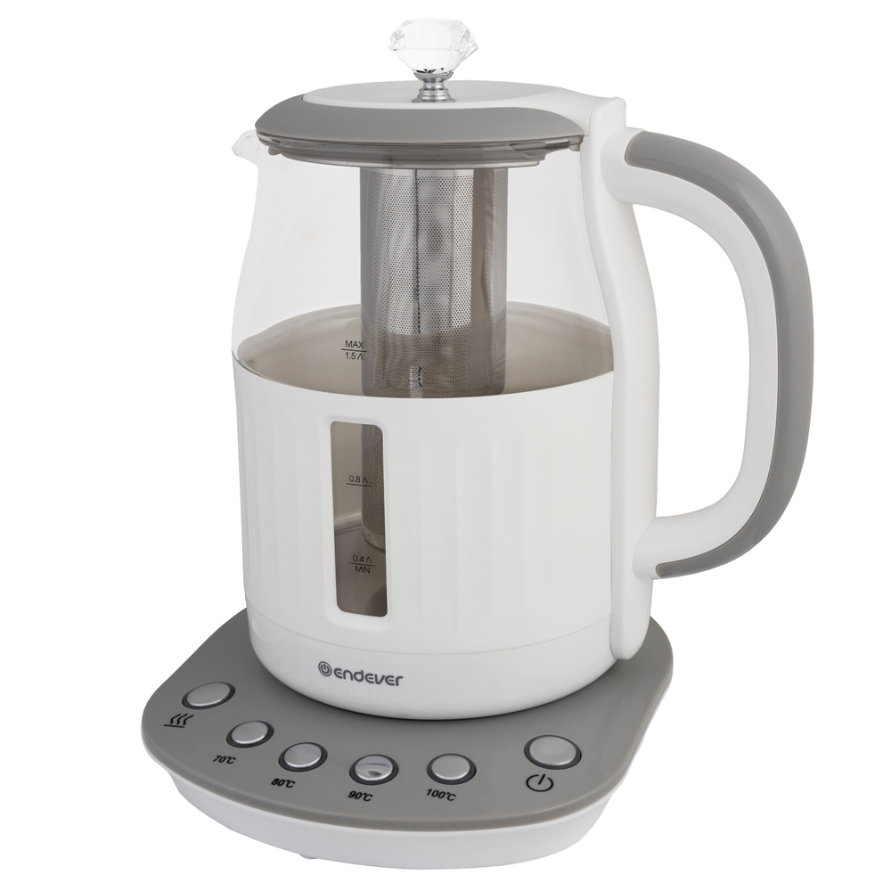 

Чайник Endever SkyLine KR-364G 1.5л. 2.2 кВт, пластик/стекло, белый (90257), KR-364G