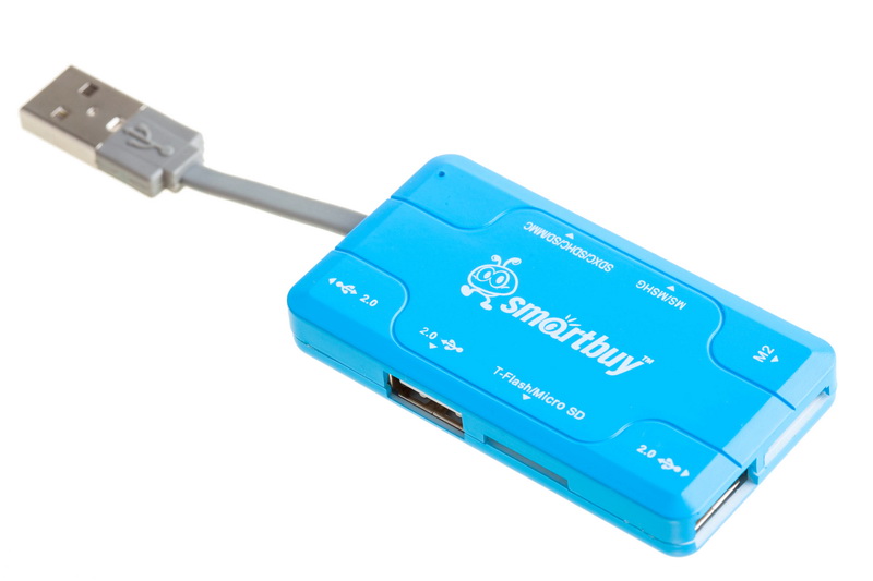 Концентратор Smartbuy SBRH-750-B, 3xUSB 2.0, голубой