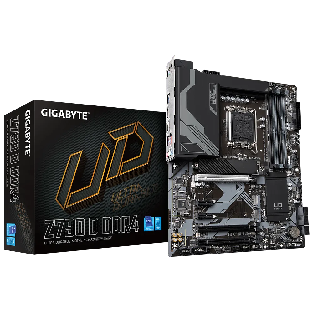 

Материнская плата GIGABYTE Z790 D DDR4, Socket1700, Intel Z790, 4xDDR4, 2PCI-Ex16, 6SATA3, 7.1-ch, 2.5GLAN, 7 USB 3.2, 2 USB Type-C, HDMI, ATX, Retail, Z790 D DDR4