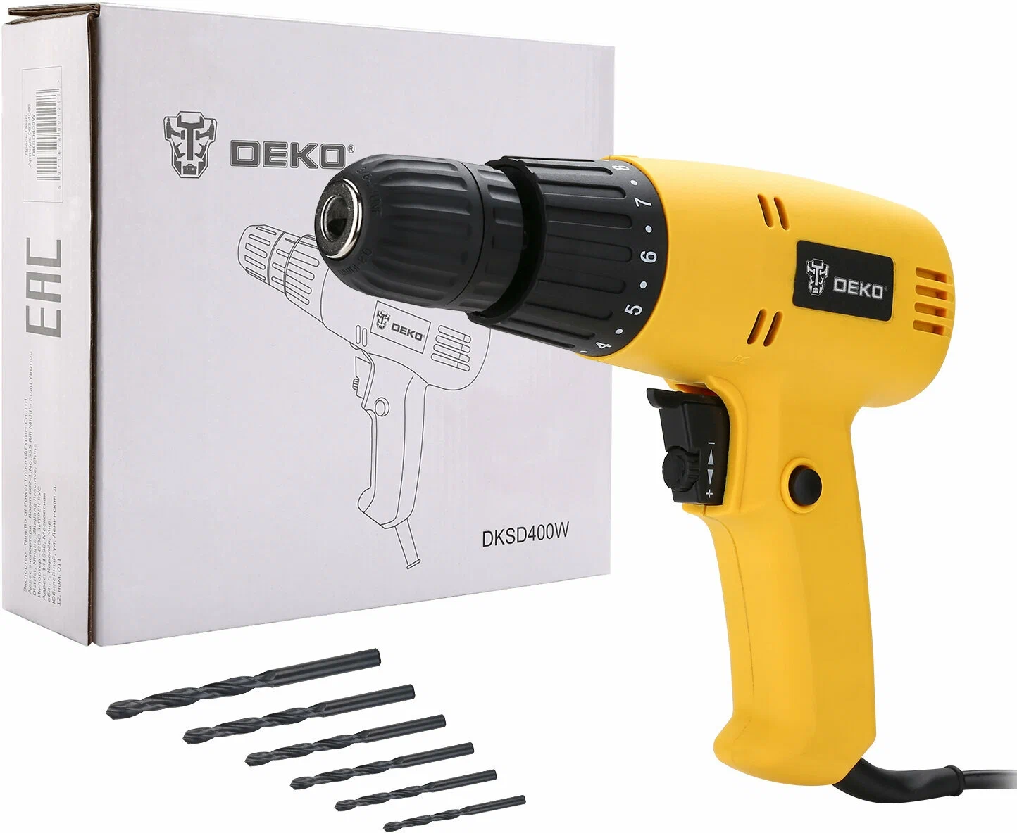 

Дрель DEKO DKSD400W, сетевой, 400 Вт, 780 об/мин, быстрозажимной патрон, 1.3 кг (063-4086), DKSD400W