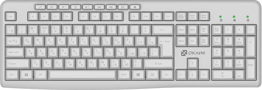 Клавиатура Oklick K225W, радиоканал, белый