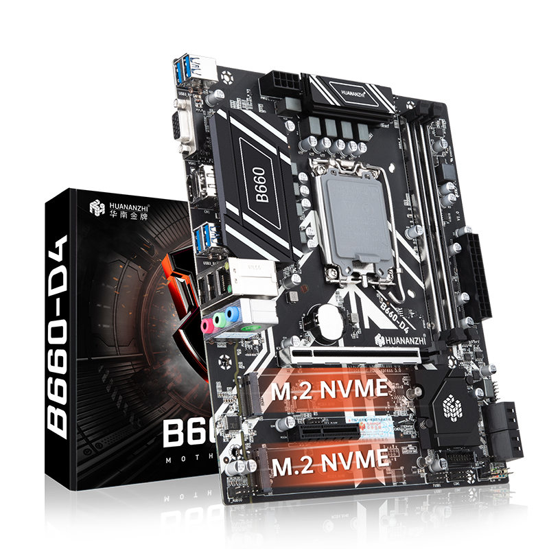 

Материнская плата HUANANZHI B660-D4, Socket1700, Intel B660, 2xDDR4, PCI-Ex16, 4SATA3, 5.1-ch, GLAN, 6 USB 3.2, VGA, HDMI, DP, mATX, Retail, B660-D4