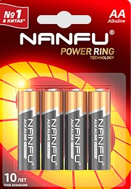 Батарея Nanfu AA (LR6), 1.5V, 4 шт