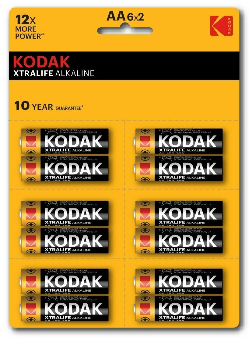 Батарейка Kodak Xtralife, AA (LR6), 1.5V, 12 шт