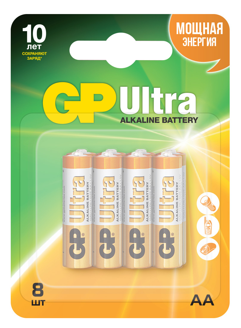 

Батарейка GP Ultra, AAA (LR03), 1.5V, 8 шт. (GP 24AU-2CR8 96/960)