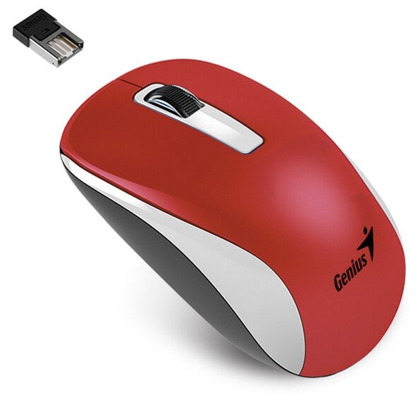 

Мышь беспроводная Genius Genius NX-7010, 1600dpi, оптическая светодиодная, USB/Радиоканал, красный (31030018402), Genius NX-7010