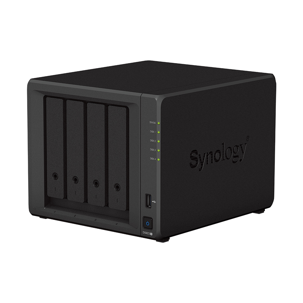 

Сетевой накопитель (NAS) Synology DiskStation DS923+, слоты 4x2.5"/3.5" SATA3, 2xM.2-PCI-E, 2x1 Гбит/с, 2xUSB 3.X, AMD Ryzen R1600/2x2.6 ГГц, DDR4 SODIMM 4Gb, 100W, (DS923+), DS923+