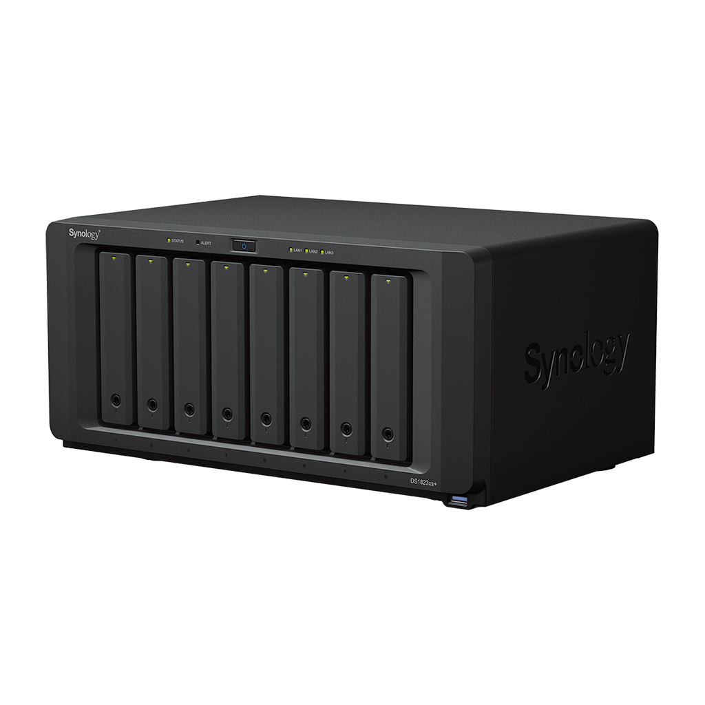 

Сетевой накопитель (NAS) Synology DiskStation DS1823XS+, слоты 8x2.5"/3.5" SATA3, 2xM.2-PCI-E, 2x1 Гбит/с + 1x10 Гбит/с, 3xUSB 3.X, AMD Ryzen V1780B/4x3.35 ГГц, DDR4 SODIMM 8Gb, 250W, (DS1823XS+), DS1823XS+