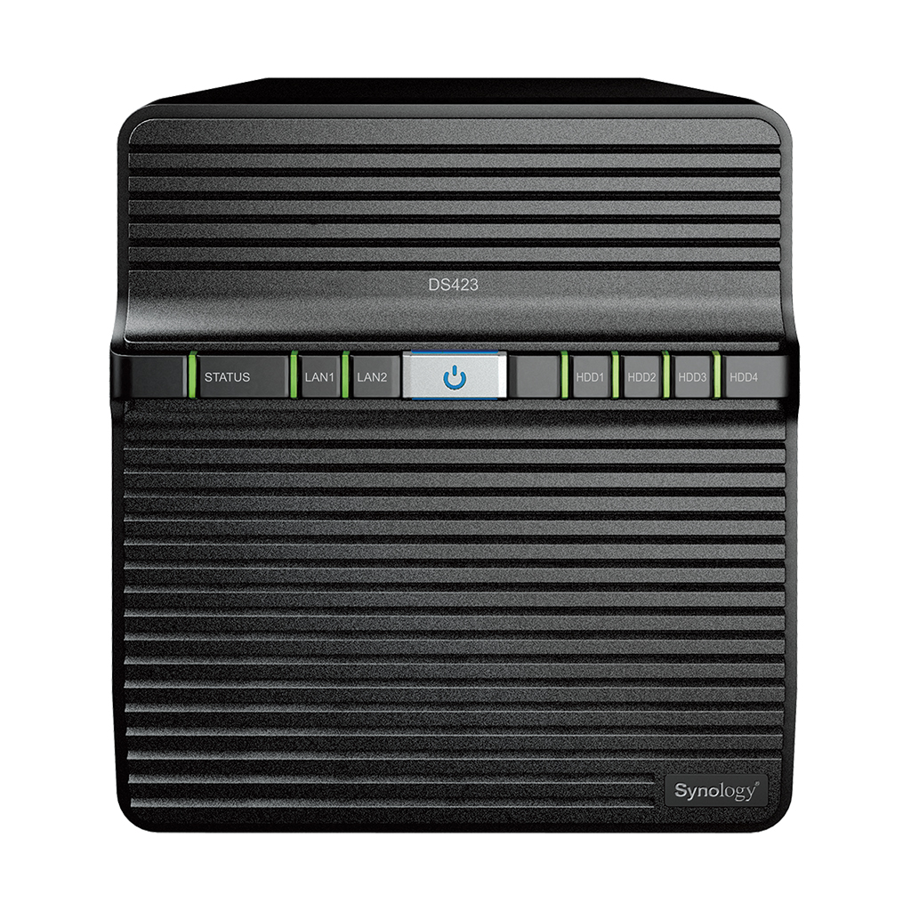 

Сетевой накопитель (NAS) Synology DiskStation DS423, слоты 4x2.5"/3.5" SATA3, 2x1 Гбит/с, 2xUSB 3.X, Realtek RTD1619B/4x1.7 ГГц, DDR4 2Gb, 90W, (DS423), DS423