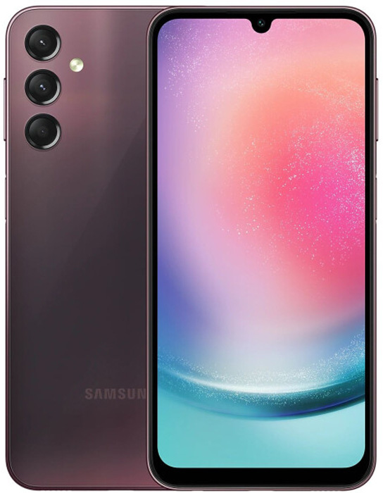 

Смартфон Samsung Galaxy A24, 6.5" 1080x2340 Super AMOLED, MediaTek Helio G99, 4Gb RAM, 128Gb, 3G/4G, NFC, Wi-Fi, BT, 3xCam, 2-Sim, 5000 мА⋅ч, USB Type-C, Android 13, бордовый (SM-A245FDRUCAU), Galaxy A24