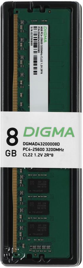 

Память DDR4 DIMM 8Gb, 3200MHz, CL22, 1.2V, DIGMA (DGMAD43200008D) Retail, DGMAD43200008D