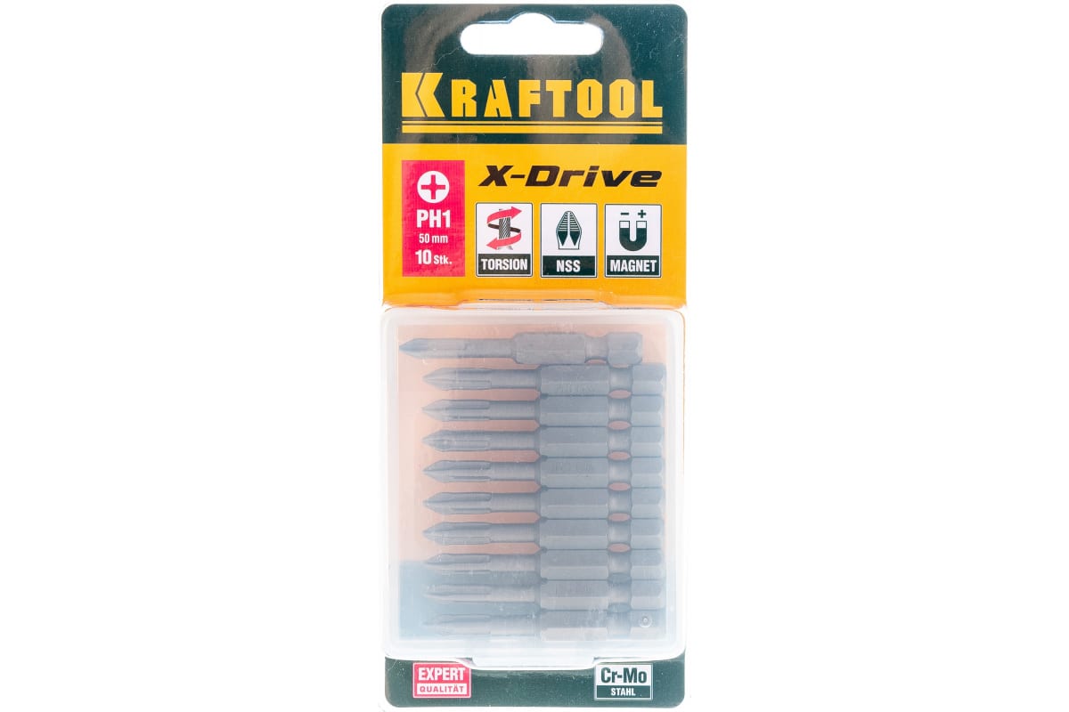 

Бита односторонняя Kraftool X-Drive PH1, 50 мм, 1/4 (тип Е), магнитная, ударная, 10 шт. (26121-1-50-10)