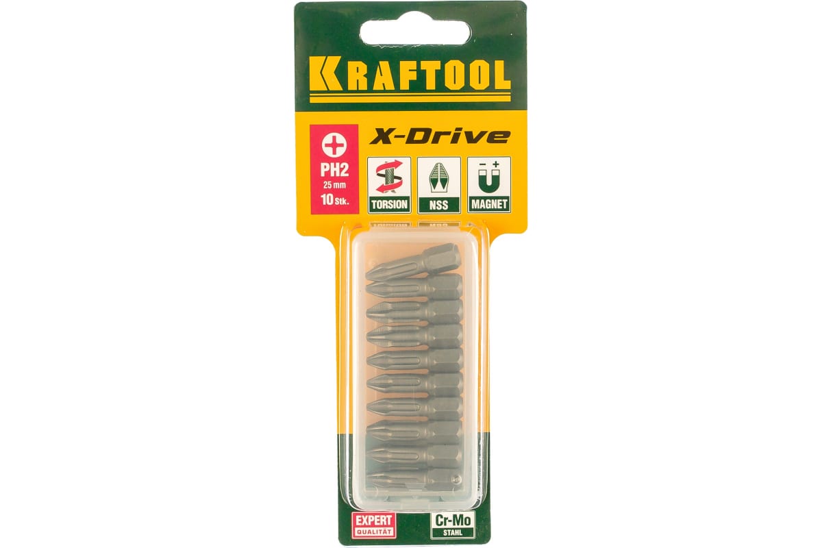 

Бита односторонняя Kraftool X-Drive PH2, 25 мм, 1/4 (тип Е), магнитная, ударная, 10 шт. (26121-2-25-10)