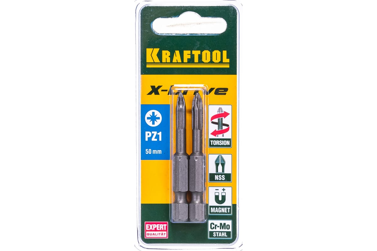 

Бита односторонняя Kraftool X-Drive PZ1, 50 мм, 1/4 (тип Е), магнитная, ударная, 2 шт. (26123-1-50-2)