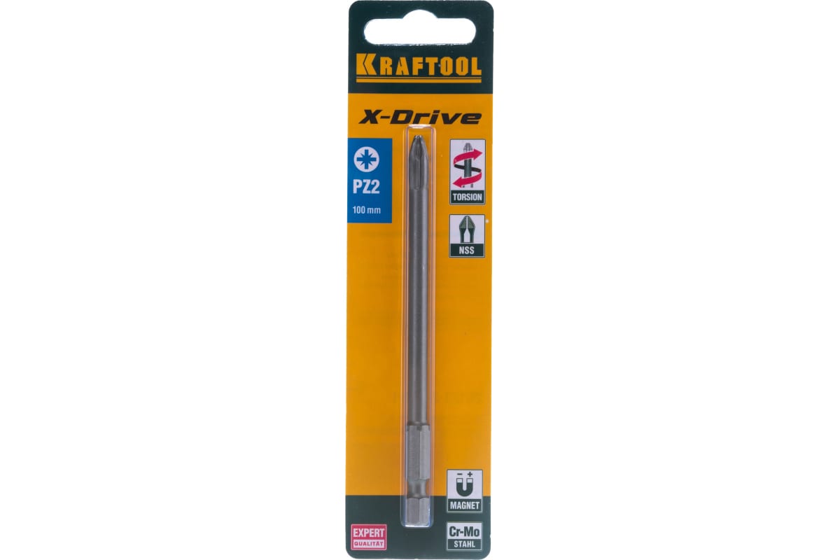 

Бита односторонняя Kraftool X-Drive PZ2, 100 мм, 1/4 (тип Е), магнитная, ударная, 1 шт. (26123-2-100-1)