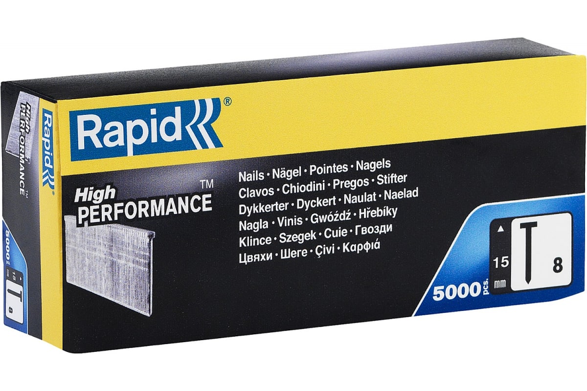 Закаленные супертвердые гвозди RAPID тип 300, 47/F/055/049/300/J/SK50, сечение: 1.0х1.25мм, длина: 1.5 см (40100532) 5000 шт.